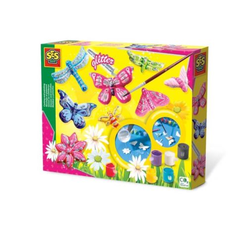 Set creativ copii cu mulaj de lut si pictura - Fluturi cu sclipici - imagine 9